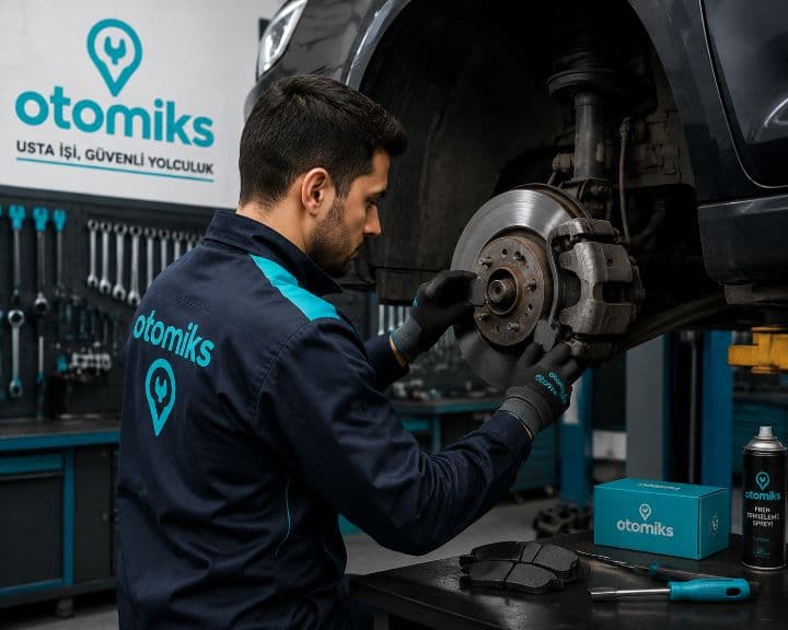 Otomiks ustası fren diski ve balata değiştirirken